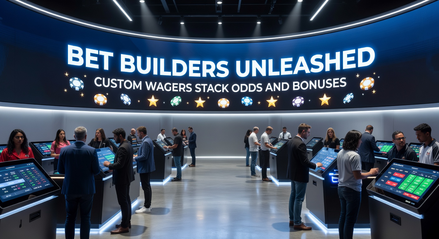 Close-up of a mobile sportsbook app featuring a bet builder slip with stacked markets, bonus multipliers, and a high-odds payout preview for an NFL game