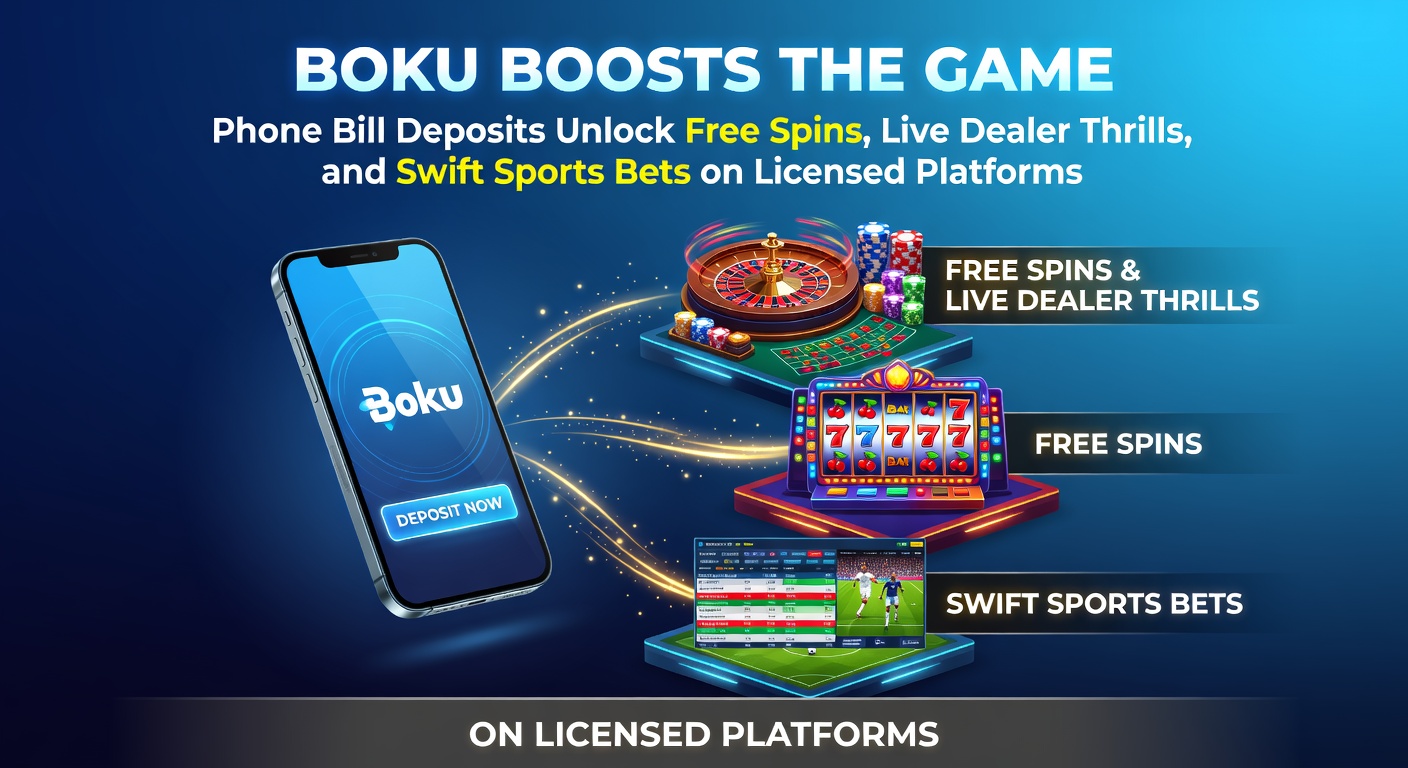 Smartphone displaying a vibrant online casino interface with Boku payment confirmation and spinning slot reels in the background