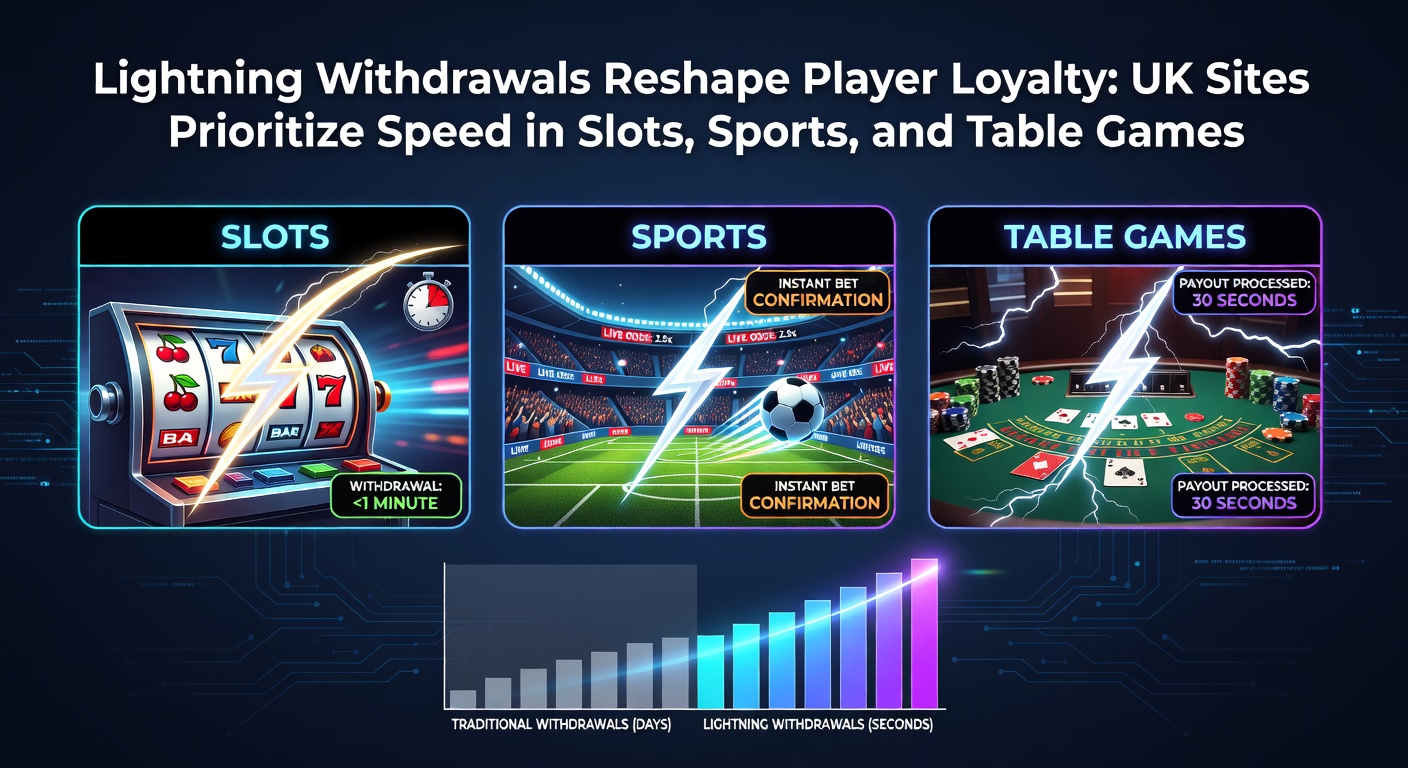 Screenshot of a mobile app interface displaying a sports bet win with a 'Withdraw Now' button glowing green, next to a slot payout confirmation and table game chip stack, emphasizing ultra-fast cashout options