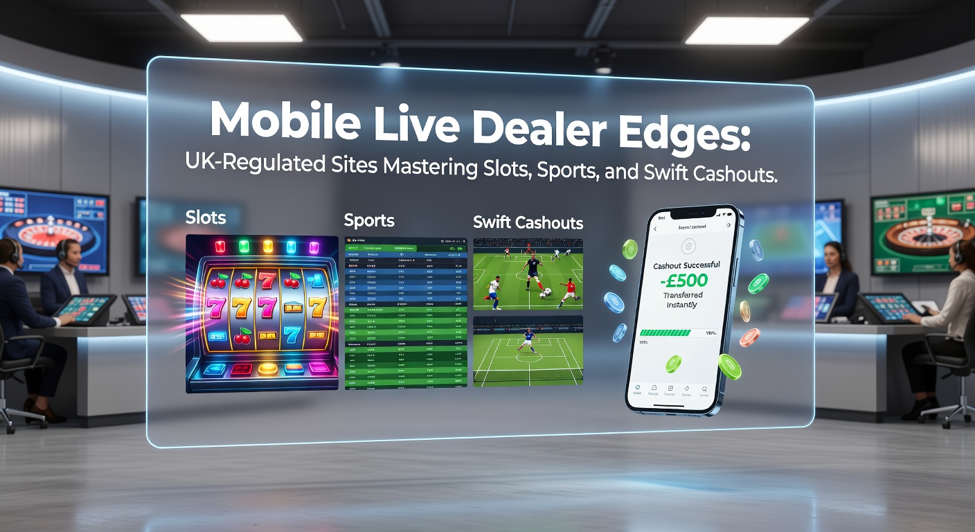 Smartphone screen displaying a live dealer blackjack table with slots and sports betting options in the background on a UK-regulated mobile casino app