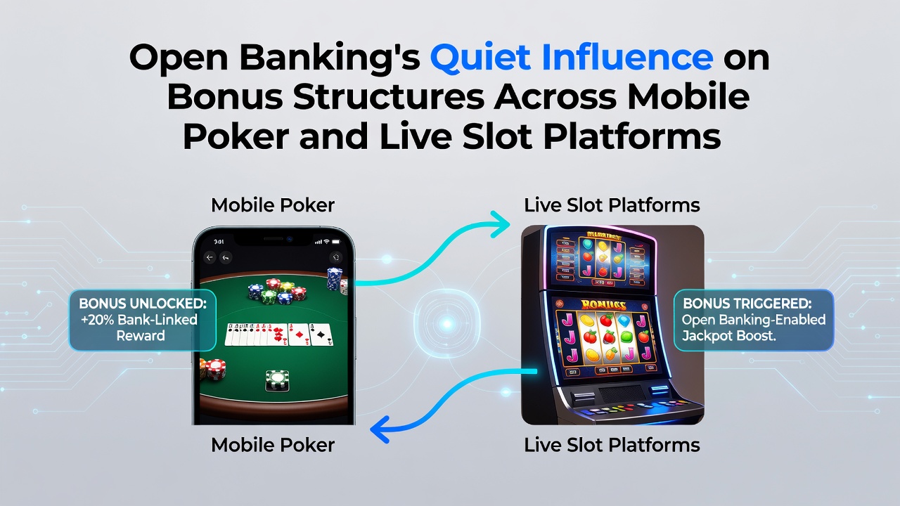 Mobile poker interface displaying instant bonus activation through open banking verification on a smartphone screen