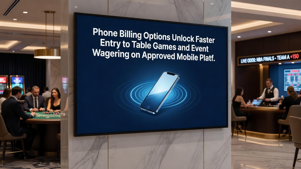 Smartphone screen showing event wagering options with phone bill payment confirmation