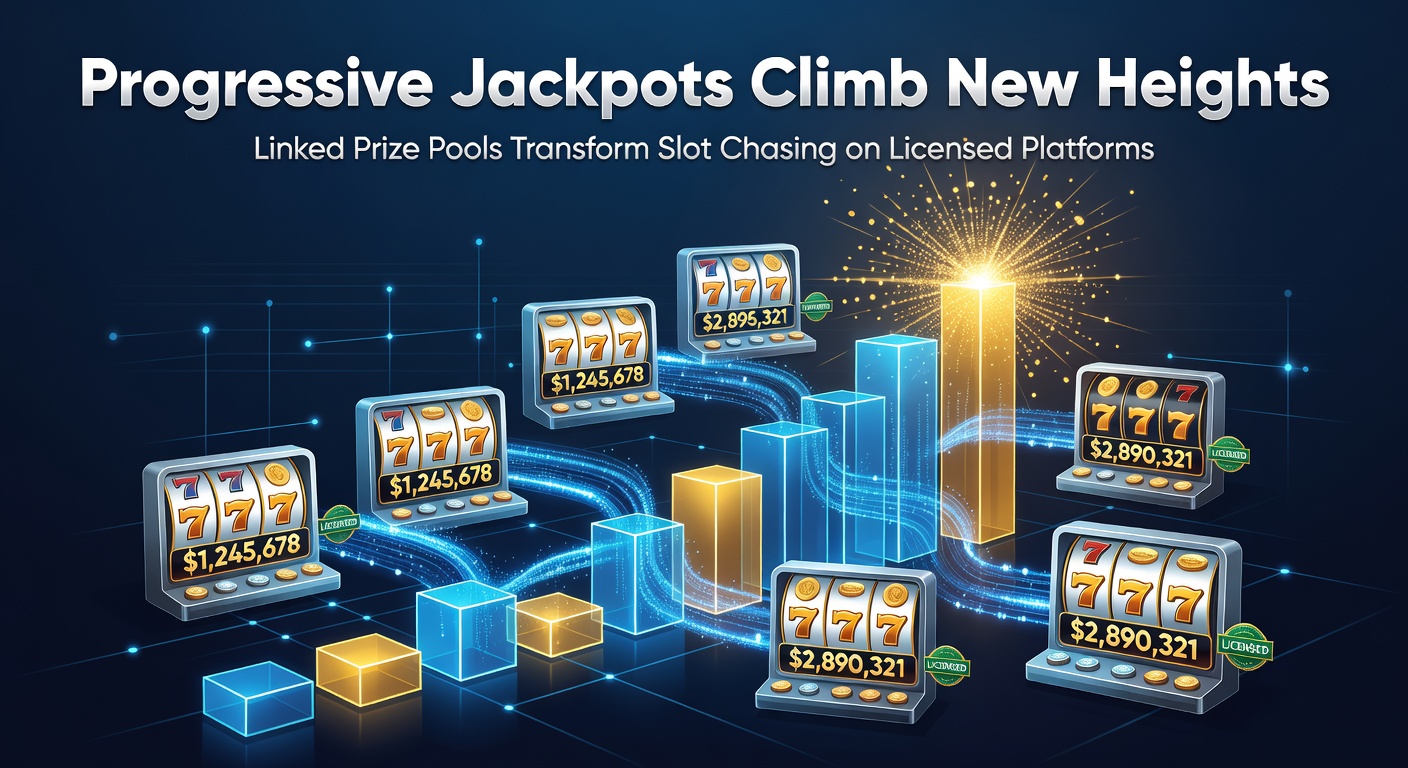 Vibrant slot machine display showing a massive progressive jackpot counter climbing rapidly amid flashing lights and cheering crowds