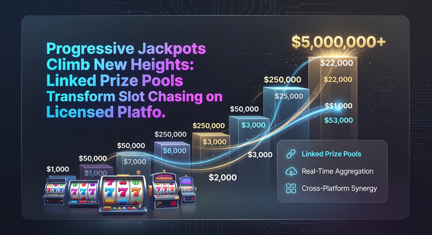 Close-up of a progressive jackpot slot screen with escalating prize amounts, golden coins spilling over, and bonus wheel symbols activating