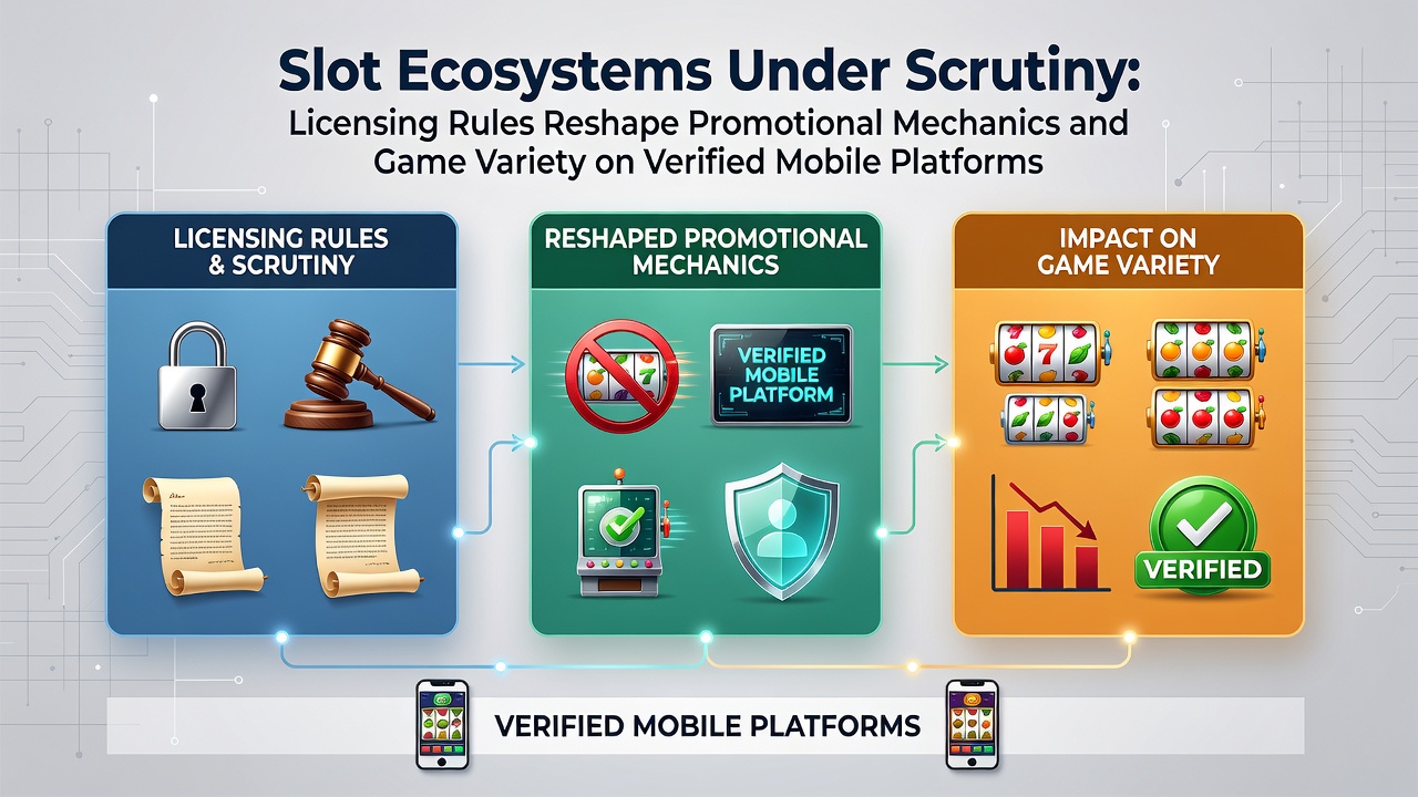 Mobile slot interface displaying licensing compliance indicators and promotional mechanics on a verified platform