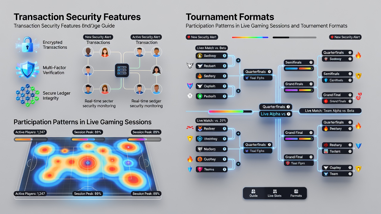 Tournament brackets and live session interfaces secured by advanced payment protocols