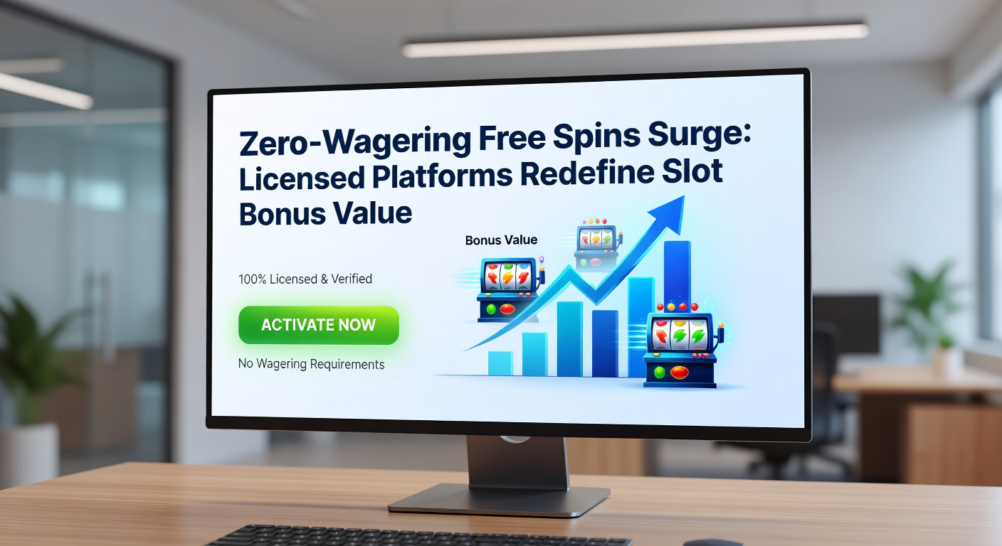 Screenshot of a casino app dashboard displaying a zero-wagering free spins promotion banner, with slot thumbnails and instant cashout buttons highlighted